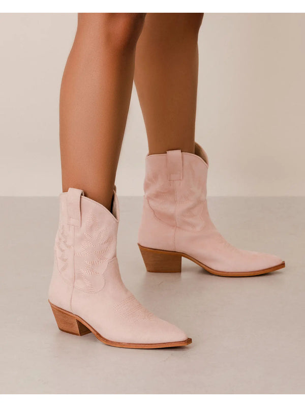 Gray Claire Pink Cowboy Boot Booties