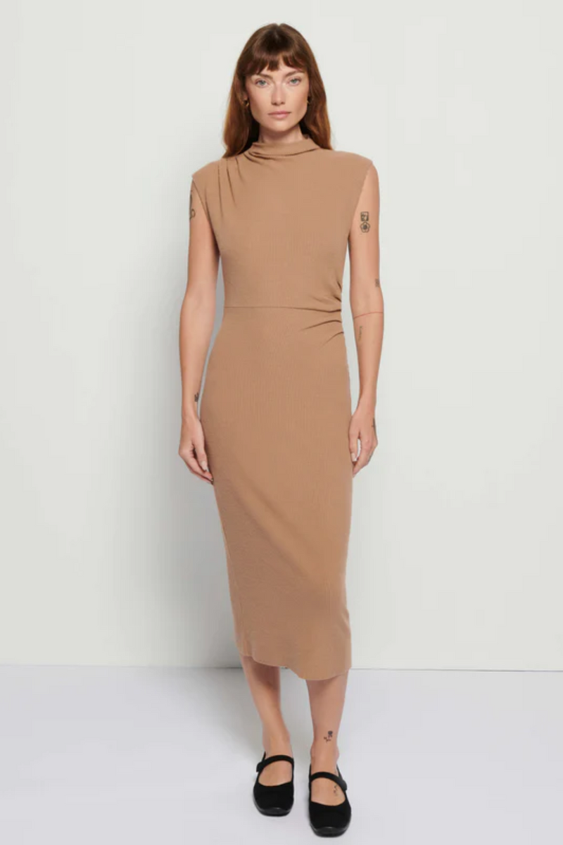Light Gray Clarisse Draped Dress Midi Dress