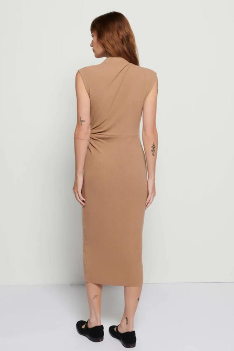 Light Gray Clarisse Draped Dress Midi Dress