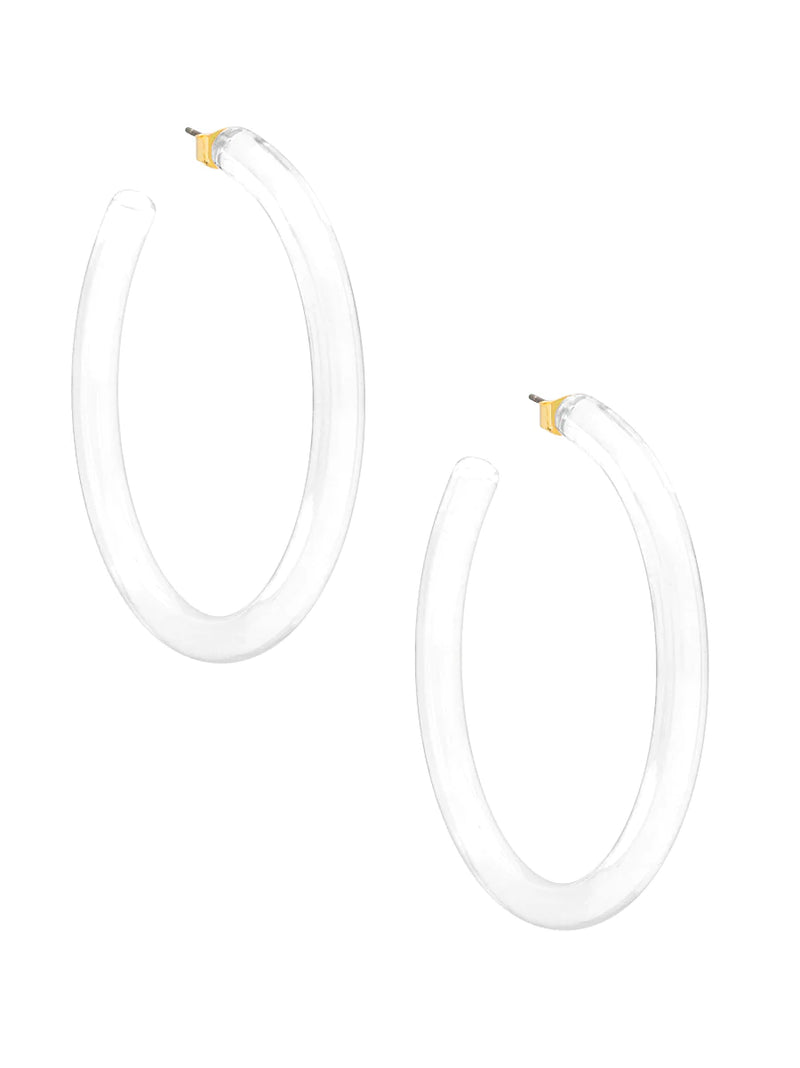 White Smoke Large Lucite Open Hoop Earring Earrings