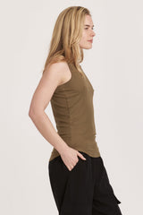 Light Gray Cleo Ribbed Crew Tank Tank Top