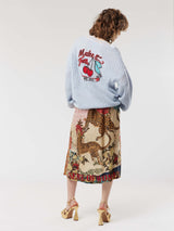 Light Gray Vanessa Printed Midi Skirt Midi Skirt