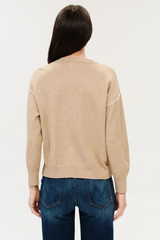Lavender Sable Exposed Seam Sweater in Camel/Ivory Sweater