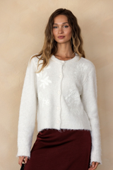Lavender Floral Embroidered Knit Cardigan Cardigan