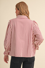 Light Gray Vintage Darling Striped Blouse Blouse