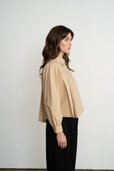 Lavender Pleated Poplin Button Down Shirt Shirt