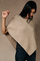 Rosy Brown Diamond Cable Knit Poncho poncho