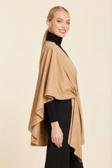 Antique White Faux Suede Whipstitch Wrap poncho