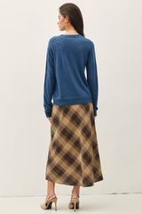 Antique White Sunset Plaid A-line Midi Skirt Midi Skirt