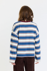 Lavender Salinas Easy Long Sleeve Tee in Cove Stripe Tee