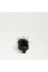 Lavender Finch Feather Slingback Pump | Black Heel