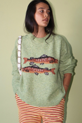 Dark Sea Green Trout About Sweater Sweater