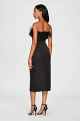 Dark Slate Gray Ginger | Feather Sheath Dress Midi Dress