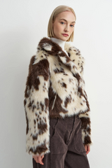 Lavender Bovine Bomber in Brown Cow Jacket