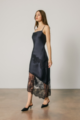 Light Gray Love Letter Lace Trim Slip Dress Midi Dress