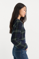 Lavender The Jacquard Cardigan in Forest Plaid Cardigan