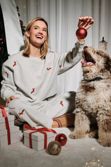 Gray The Festive Doxie Embroidery Sweatshirt Sweatshirt