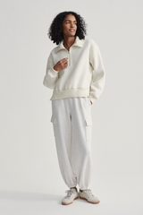 Light Gray Roselle Half Zip Fleece Sweater