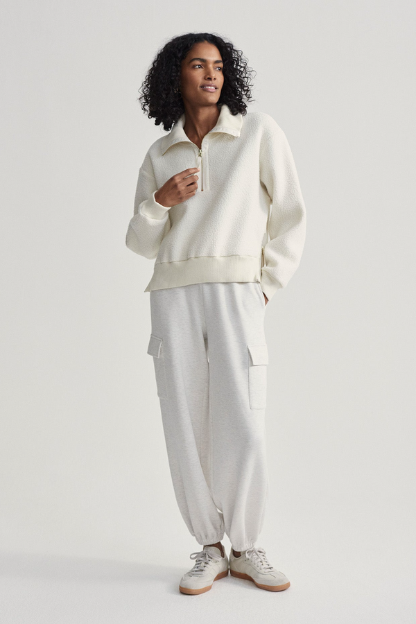 Light Gray Roselle Half Zip Fleece Sweater