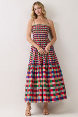 Apple Orchard Plaid Maxi Dress