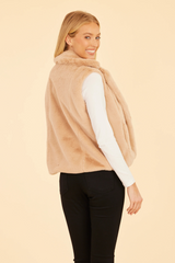 Bisque Plush Faux Fur Notch Collar Vest Vest