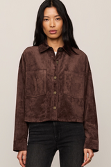 Dark Slate Gray All Day Cropped Suede Jacket Jacket