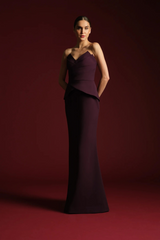 Black Lucinda | Strapless Crepe Gown Formal Gown