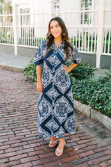 Light Slate Gray Iris | Midnight Mosaic Midi Dress
