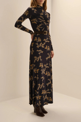 Gray The Lucia Dress in Navy Vine Floral Maxi Dress