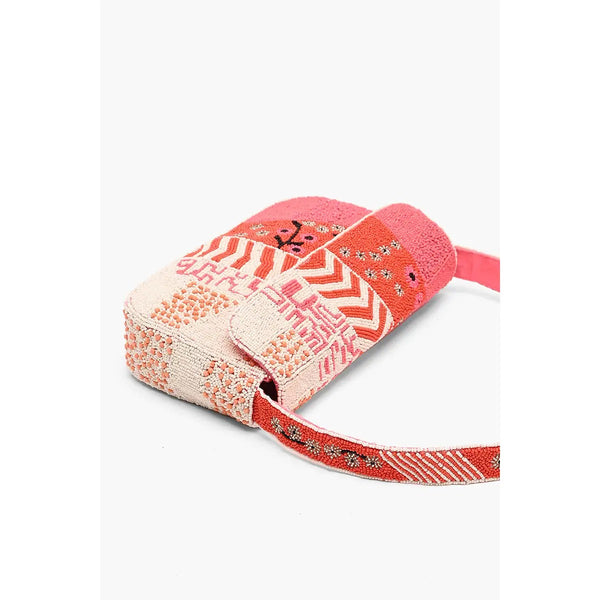 White Smoke Tigerlily Beaded Shoulder Bag Bag