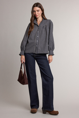 Light Gray Timeless Plaid Ruffle Blouse Blouse