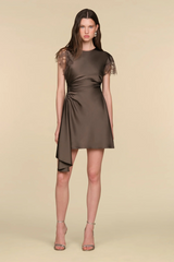 Tan Zina Ruched Mini Dress Mini Dress