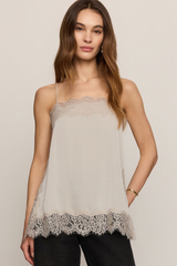 Gray Roselle Lace Cami Tank Top