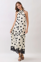 Lace & Dot Halter Maxi Dress
