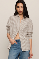 Gray River Plaid Button Up Top
