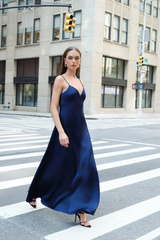 Gray Satin Slip Dress Maxi Dress