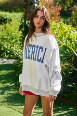 Gray Reversible USA/America Graphic Sweatshirt Sweatshirt