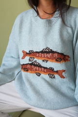 Light Steel Blue Trout About Sweater Sweater
