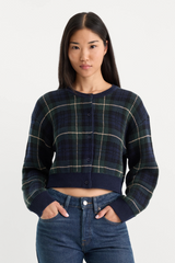 Seashell The Jacquard Cardigan in Forest Plaid Cardigan