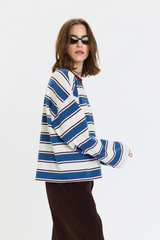 Lavender Salinas Easy Long Sleeve Tee in Cove Stripe Tee