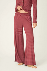 Maroon Pretty Stripes Dark Wine Pointelle Pajama Pants Lounge Pants