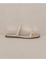 Gray Lucy Strappy Sandal | Metallic Gold Sandals