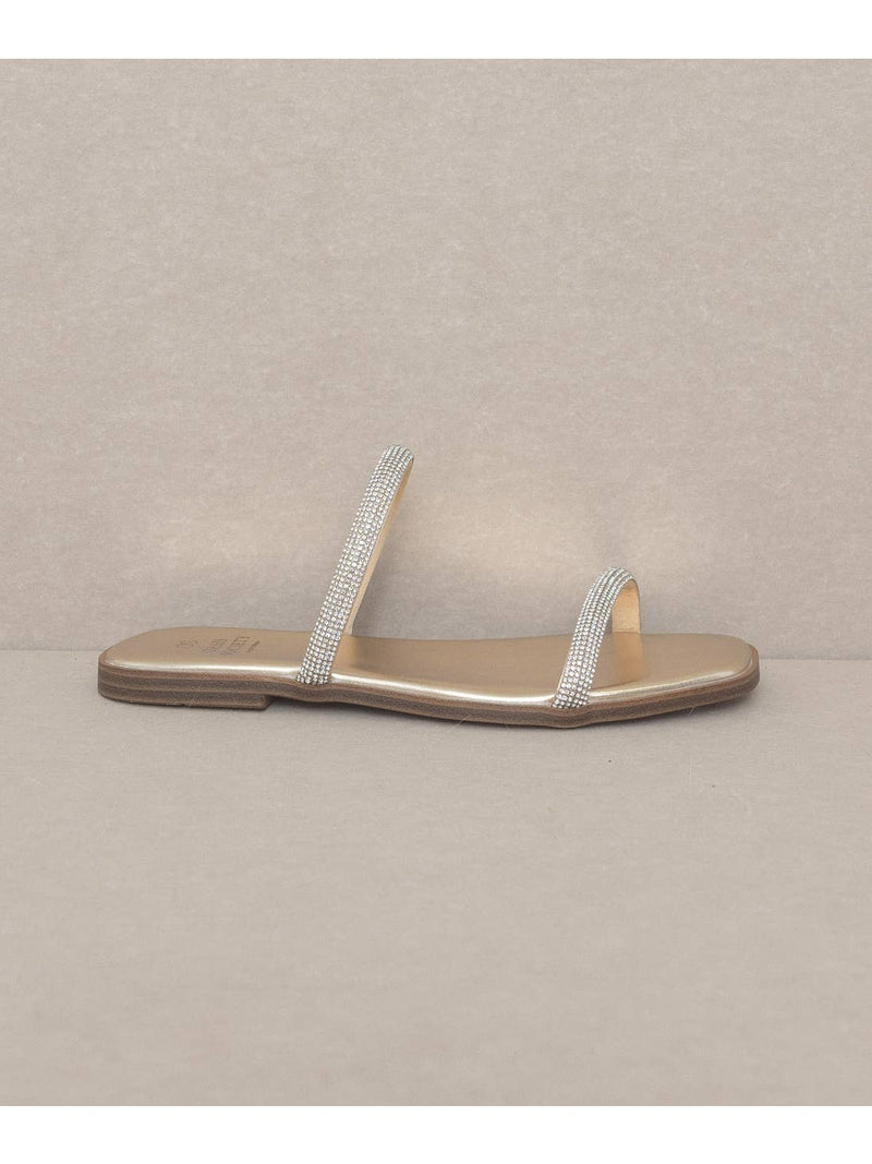 Gray Lucy Strappy Sandal | Metallic Gold Sandals