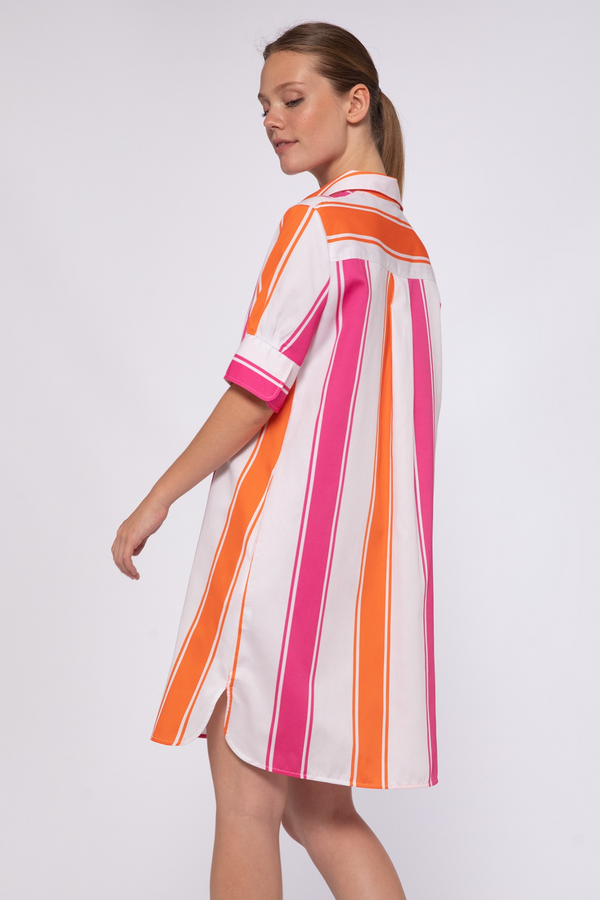Light Gray Hester Dress - Pink Orange Mini Dress
