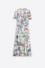 White Smoke Ivy Dress in Jungle Print Midi Dress