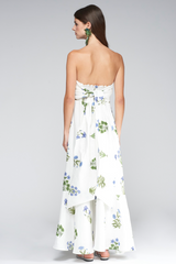 Light Gray Susan Dress in Blue Flowers Maxi Dress