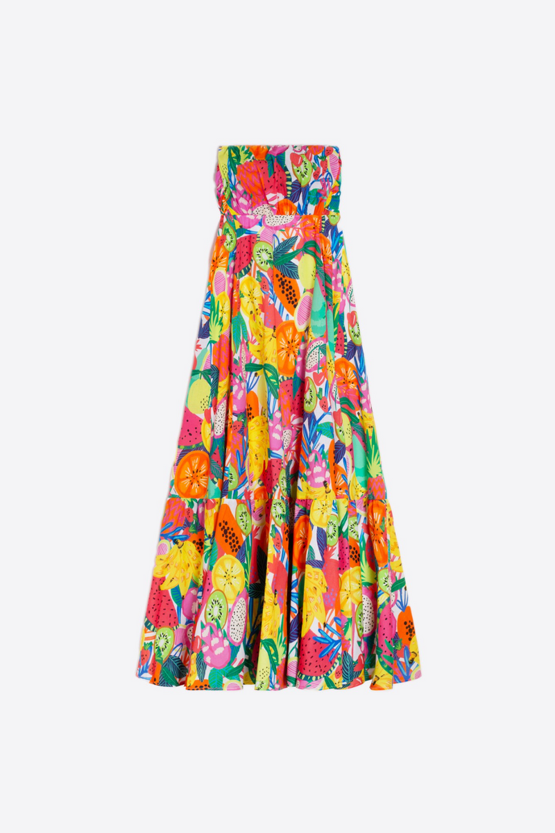 White Smoke Susan Dress in Fruit Print Maxi Dress