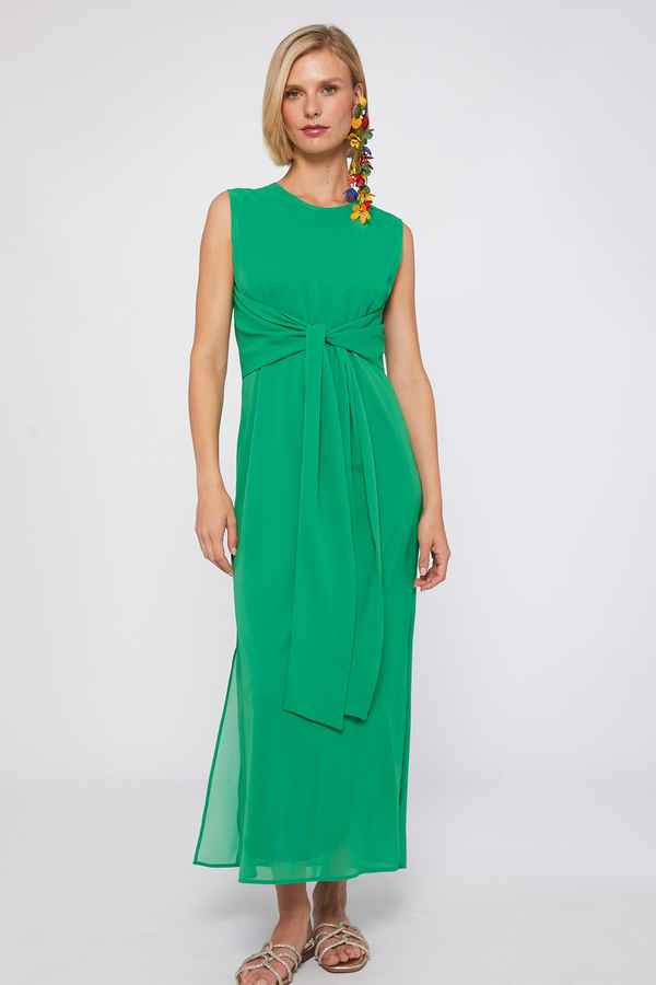 Light Gray Tamara Dress - Green Chiffon Maxi Dress