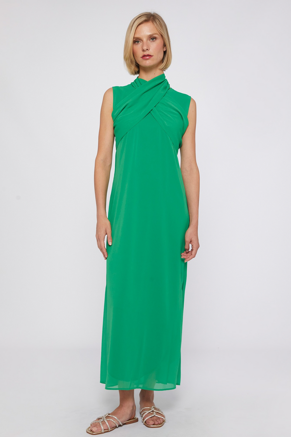 Light Gray Tamara Dress - Green Chiffon Maxi Dress