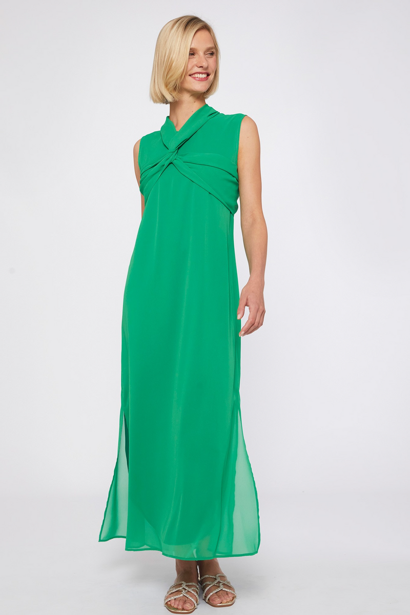 Dark Cyan Tamara Dress - Green Chiffon Maxi Dress